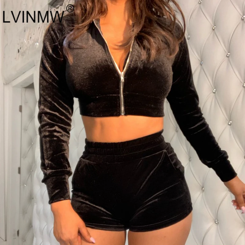 LVINMW повседневный Бархатный комплект из двух предметов на молнии в стиле пэчворк