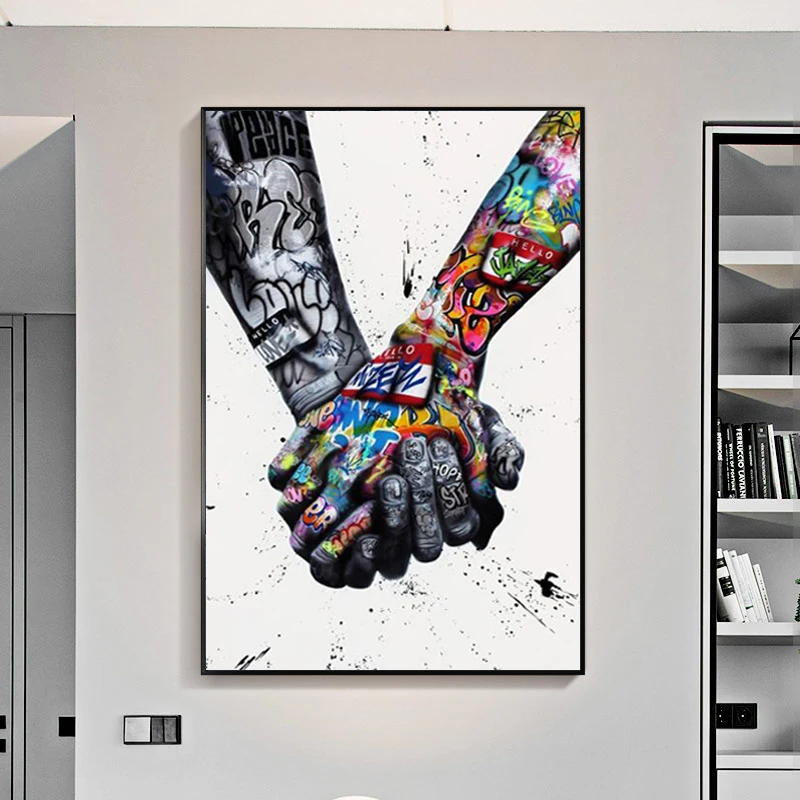 Уличные граффити Искусство Холст Живопись любовник руки искусство настенные