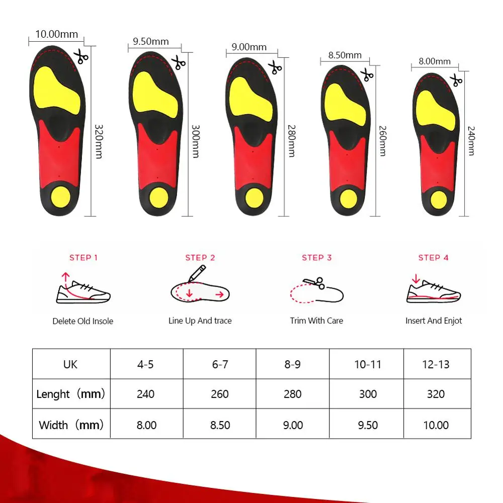 BANGNI Mild Orthopedic Insoles Arch Support Relieve Flat Feet Plantar Fasciitis Shoes Pad Sole Care Inserts for Men Women