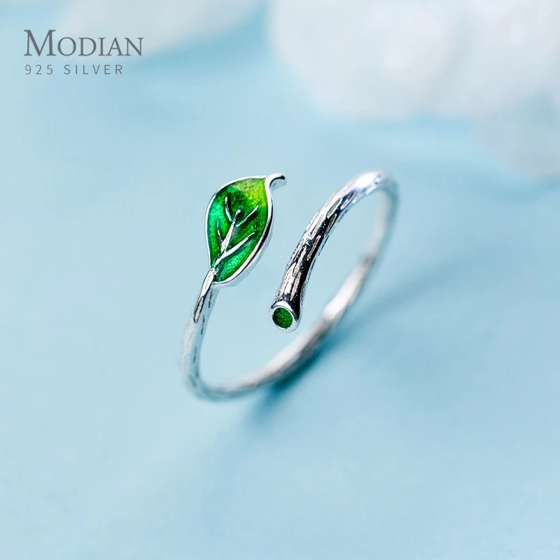 Modian Новый зелёная Эмаль Листья кольцо ветка Для женщин Модные туфли из