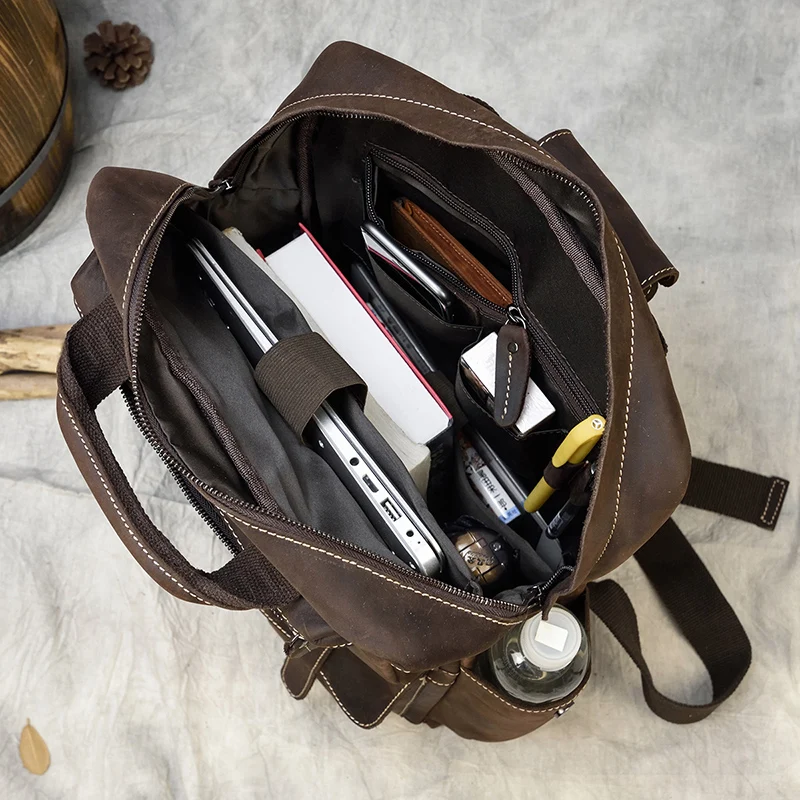 Luufan мужской рюкзак из натуральной кожи большой объем подходит для ноутбука 16