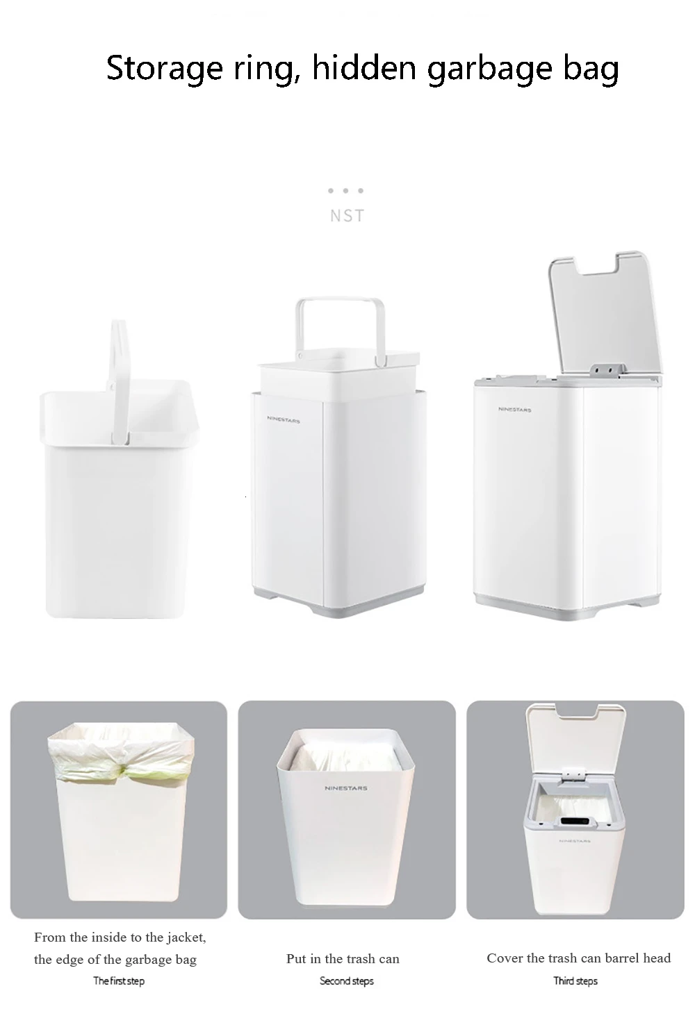 Xiaomi Ninestars 10L IPX3 Водонепроницаемый Датчик мусорного ящика Бытовая умная мусорная корзина бесконтактная мусорная корзина