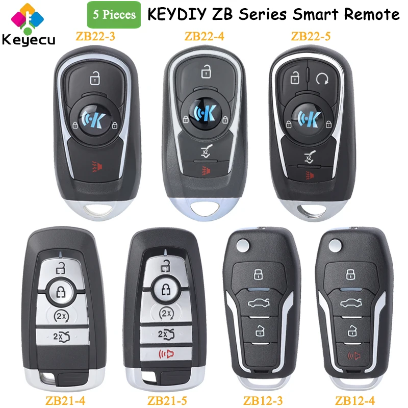 

KEYECU 5 штук KEYDIY KD ZB Series ZB22-3 ZB22-4 ZB22-5 ZB21 ZB12 для Buick Style for Ford Style Smart Remote Car Key для Φ