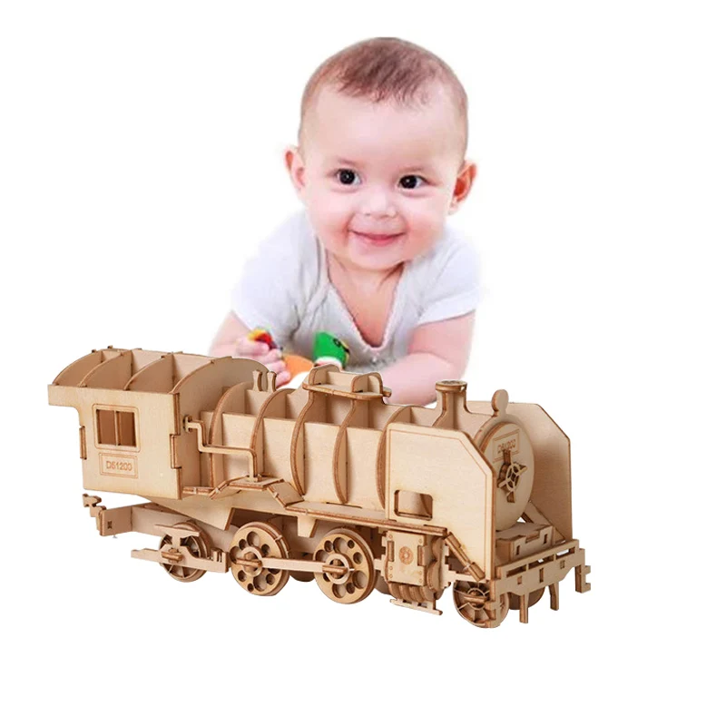 Wooden 3D Puzzle Model DIY Handmade Mechanical Toys For Children Adult Kit Game Assembly Ships Train Airplane Animal | Игрушки и хобби