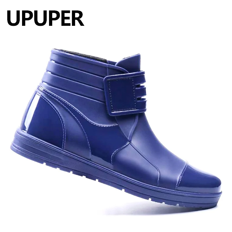 2019 Модные мужские резиновые полуботинки водонепроницаемые ботинки Челси из ПВХ