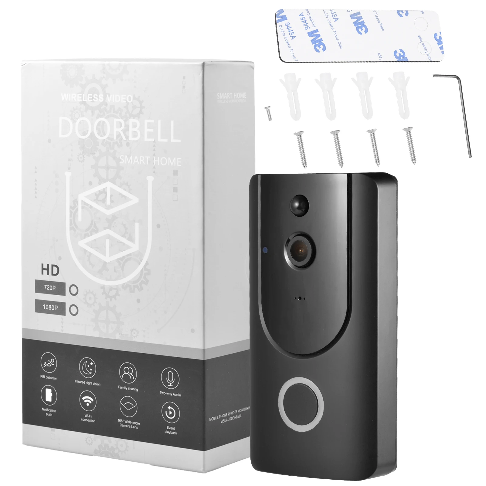

HD Video Intercom Home Doorbell Smart Wireless Door Monitoring System Security Alarm Type Equipment 1080P APP Remote Record