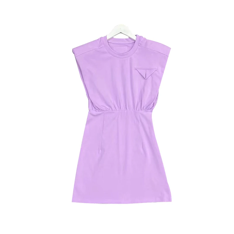 

Женское лоскутное платье без рукавов, розовое Элегантное повседневное мини-платье с круглым вырезом и высокой талией, женская летняя одежд...