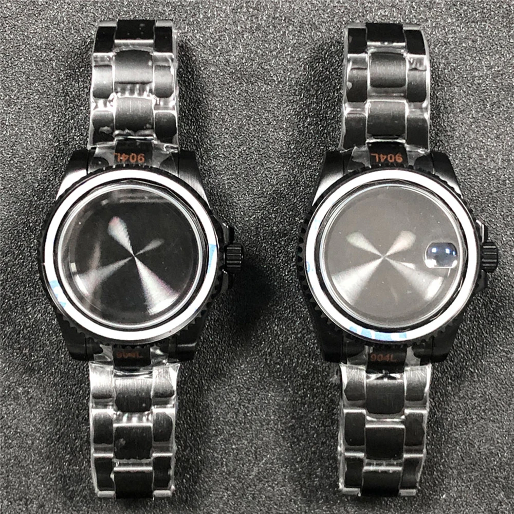 40mm Men Watch Case Steel Strap Anti Scraches Sapphire Glass With Magnifier For NH35/NH36 Movement Sub Shell Set | Электроника