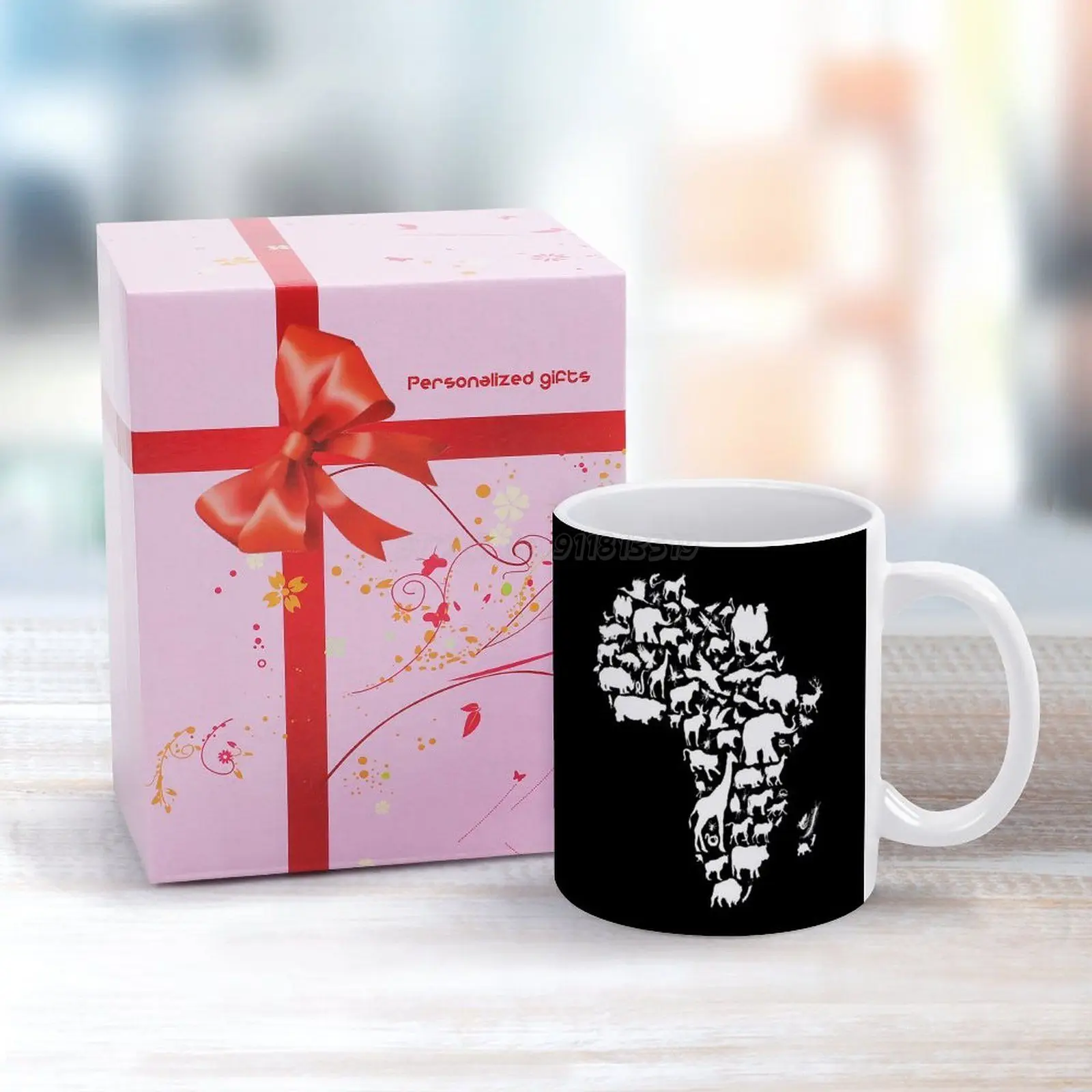 Animals of Africa White Mug Coffee Mugs Girl Gift Tea Milk Cup Map South Safari Madagascar Tiger Vector Gl | Дом и сад