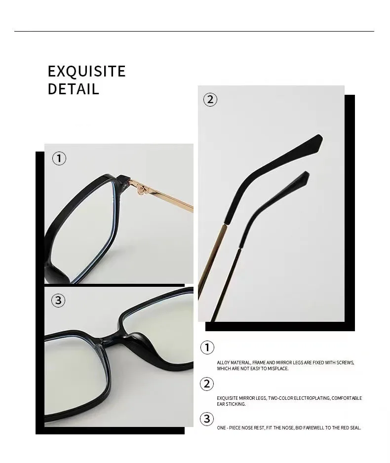 

New Spring Square Fashion Myopia Glasses Frame Reading Plain Clear Lens Personalized Custom Glasses With Multiple Prescriptions