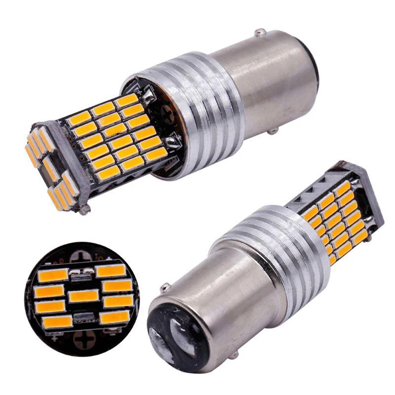 2 шт. автомобиля 1157 BAY15D p21/5 Вт 1156 BA15S T20 W21W T15 T25 3156 3157 4014led 45 SMD вело высокий автоматический поворот Стоп Хвост светильник