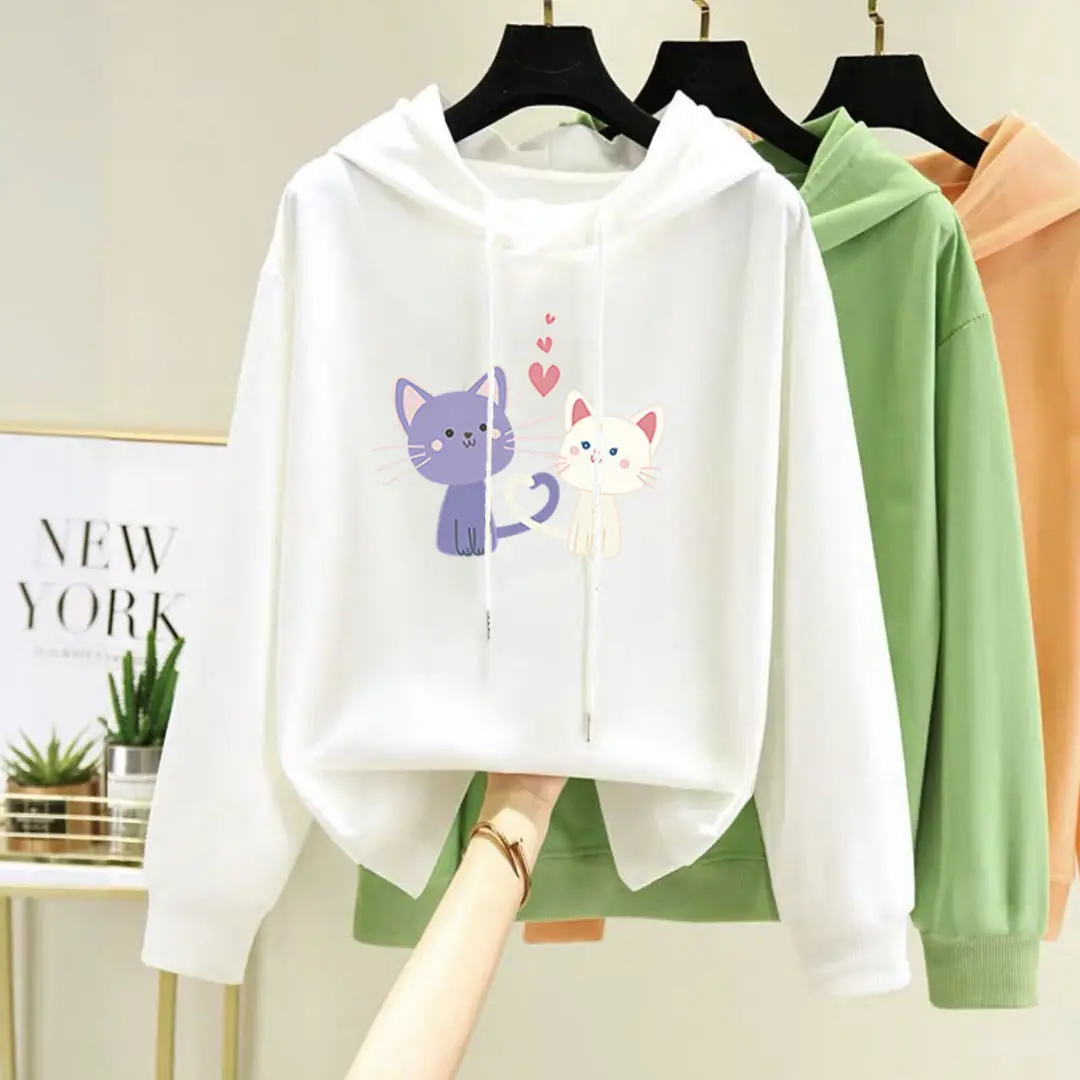 

Velvet Thickened Cartoon Pullover Hoodies Women's Casual Autumn and Winter Blazer with Hoodie