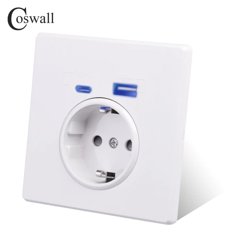 Розетка Coswall с интерфейсом Type-C настенная панель из поликарбоната/хрусталя
