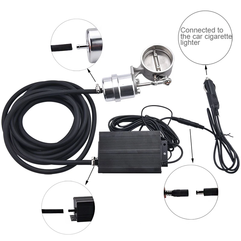 Stainless Steel 3.0inch 76mm Exhaust Control Valve Set Cutout Pipe Close Style+Vacuum Actuator+Wireless Remote Controller | Автомобили и