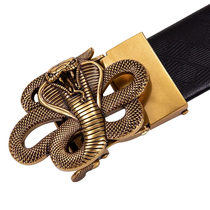 Бренд Hi-Tie, автоматическая пряжка, мужской ремень, пряжка из сплава, ремень для брюк, пряжка с головой, Золотая змеиная Пряжка со львом, роскошные модные ремни