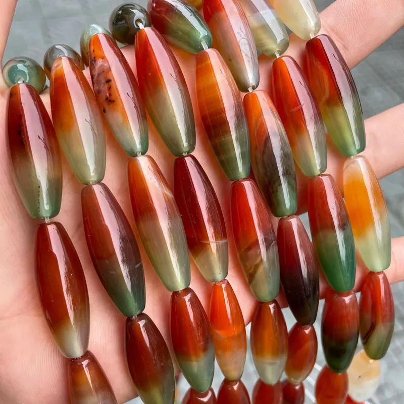 

Free Shipping 10x30mm Natural Stone Rice Shape Peacock Agates Loose Beads For Jewelry Making DIY Bracelet Necklace 15'' Strand