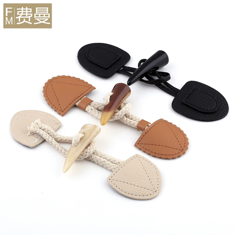 2-Holes Coat Buckle Buffalo Button Decorative Resin&ampleather Imitation Horn for Wool Sewing Accessories ox horn | Украшения и