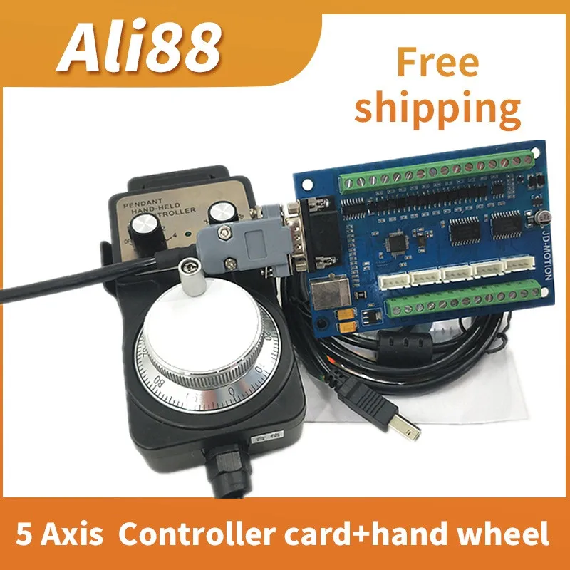 

MACH3 USB 5 Axis 100KHz Controller card breakout board+Hand wheel 100 pulse 5v CNC Router HandWheel 5axis type