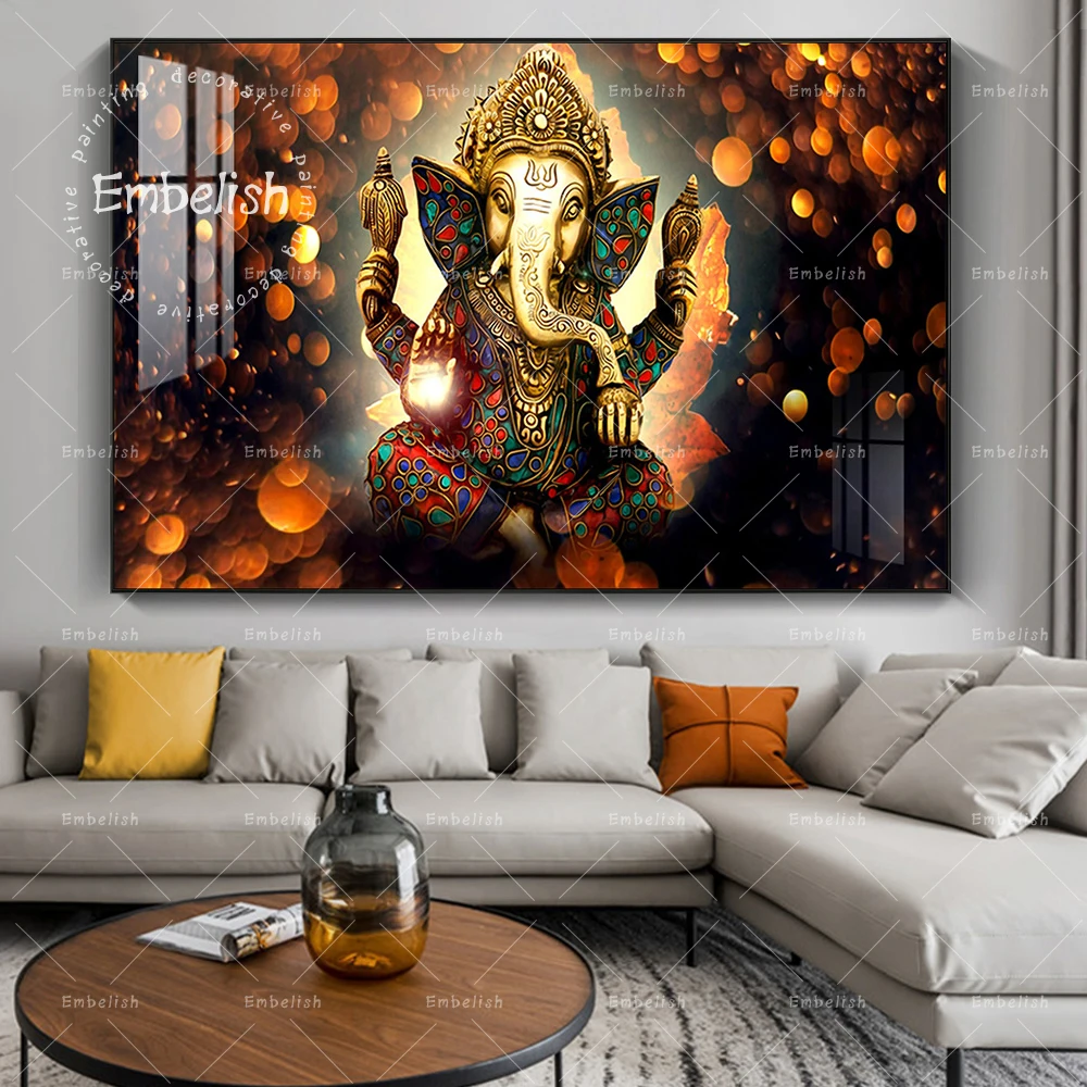 

Embelish 1 Pieces Indian Head Elephant God Wall Art Posters For Living Room HD Canvas Painting Home Decor Framework Pictures