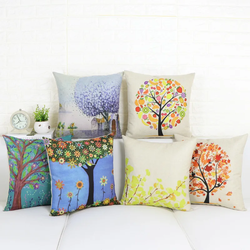 

Fashion Cotton Linen Flower Pattern Throw Pillow Cushion Cover Seat Car Home Decor Sofa Bed Decorative Pillowcase 45x45cm