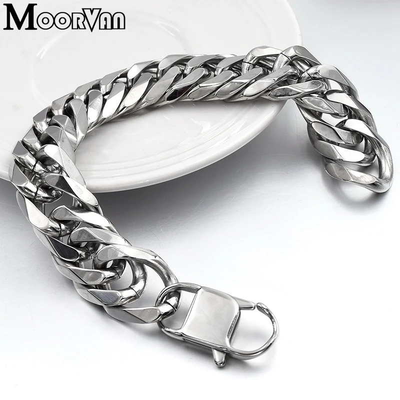 Moorvan 19 мм шириной 22 см длина, ссылка chian ювелирные изделия горячее предложение 316l нержавеющая сталь, для мужчин мужской Шарм браслет Бижу VB307