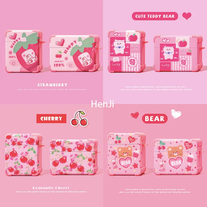 

Симпатичный мультяшный розовый цветок вишни кролик беспроводная Bluetooth гарнитура мягкий чехол для Airpods 12 Pro 3 защитный чехол для наушников