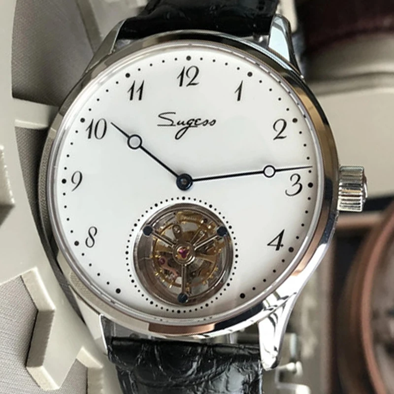

Men Mechanical Wristwatches Luxury Sugess Tourbillon Watch Movement Seagull ST8230 Sapphire 50M Waterproof Arabic White Face