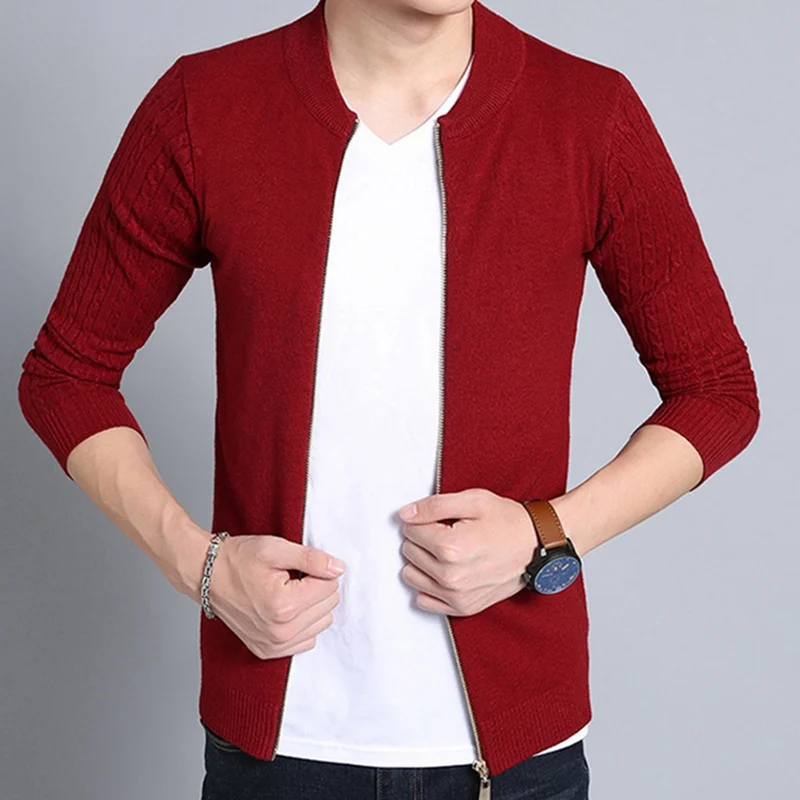 Men's Zipper Open Front Cardigan Sweater Jacket Style Sweaters Knitwear Warm Sweatercoat Cardigans Men Clothing J660