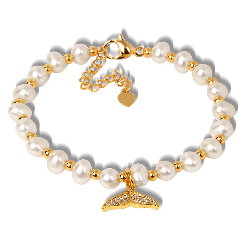 

Handmade Fine Round Natural White Freshwater Pearl Ladies Bracelet Simple Women Girls Elegant Jewelry Accessries Birthday Gifts
