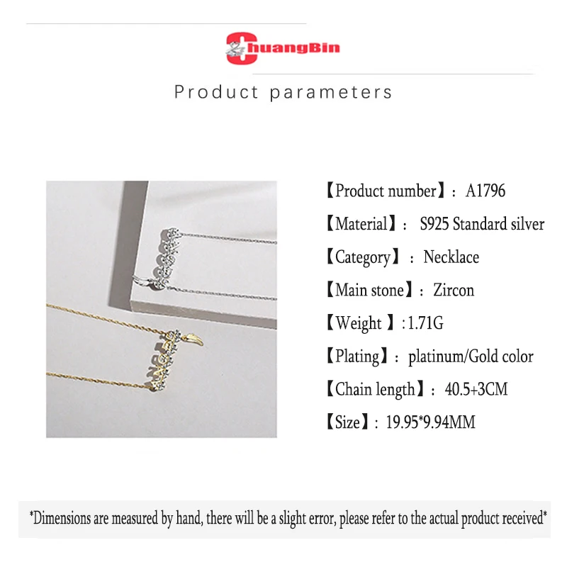 

Genuine S925 Sterling Silver Necklace Angel Letter Clavicle Chain Trend Exquisite Zircon Silver Jewelry