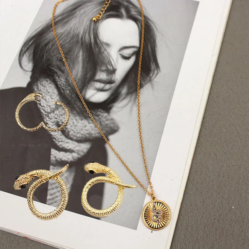 Новая мода 3 шт./компл. ожерелье серьги форма змеи ювелирные наборы для женщин в