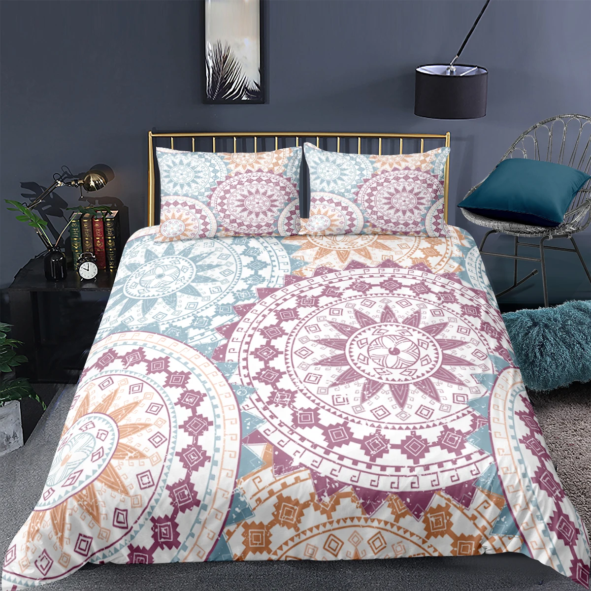 

Bohemia Style Bedding Set 3D Flower Printed Duvet Cover Pillowcase 2/3 Pcs Bedroom Single Double Queen King Size Quilt Cover