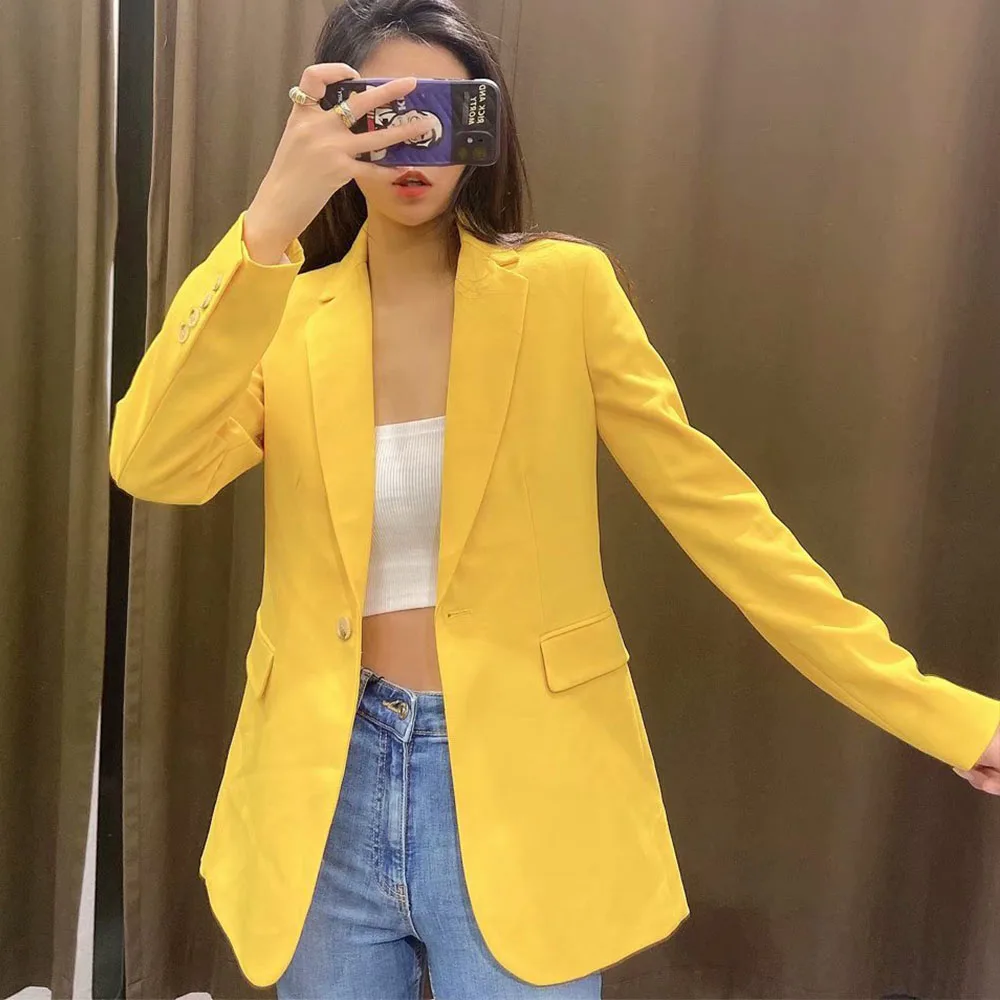 

DiYiG WOMAN Spring and Summer new women's clothing fashion all-match one-button pocket decoration loose suit coat