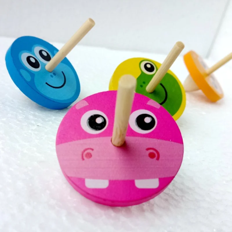 

1pc Kids Mini Wooden Gyro Baby Educational Toys for Children Cartoon Animals Childhood Early Learning Funny Top Games Cute Toy