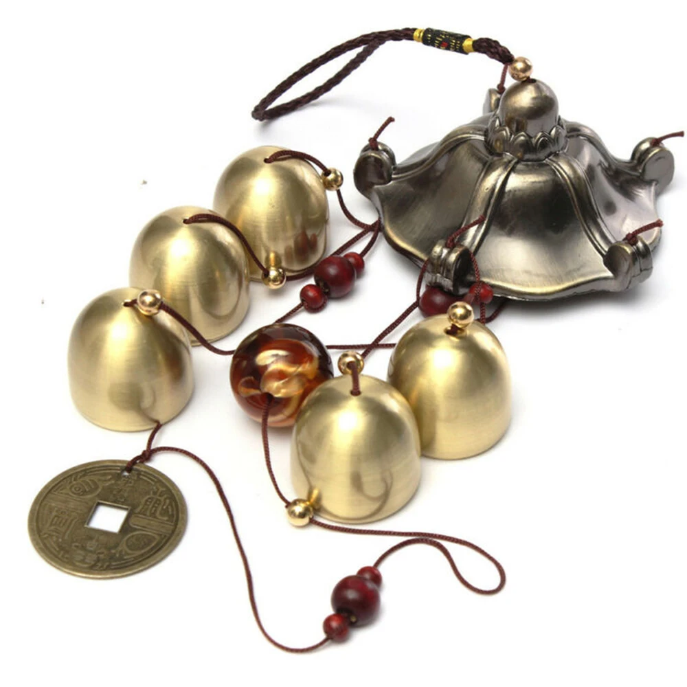 

Decor Wind Chime Gifts 5 Copper Bells Hanging Metal WindChimes Outdoor