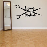 love thy stylist hair tool vinyl home decor wall sticker beauty salon barber shop wall decal interior removable mural c11 12