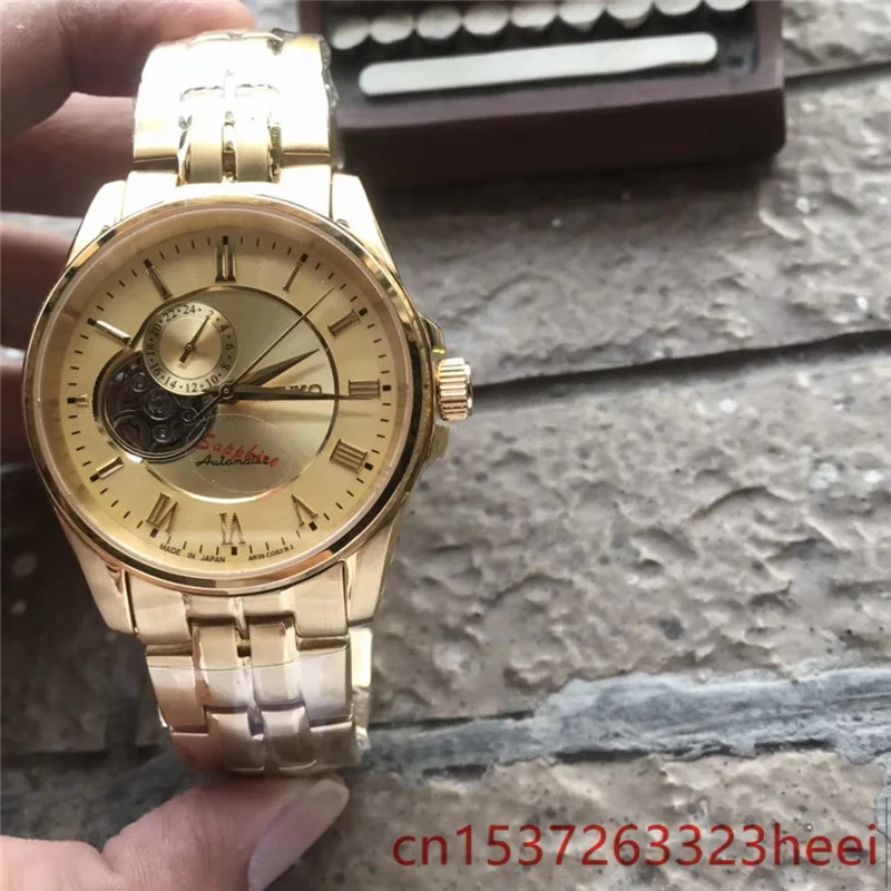 

SEIKO watch men's skeleton automatic mechanical AAA watch gold skeleton retro men's women watch quartz watch