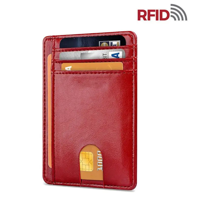 

Slim RFID Blocking Leather Wallet Minimalist Credit Card Money Purse Card Holder