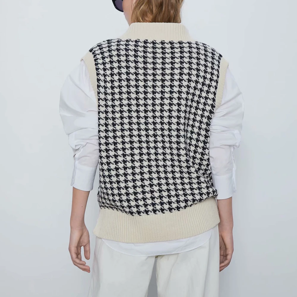 Женский клетчатый Топ Без Рукавов ZA повседневный мягкий черный топ с V-образным