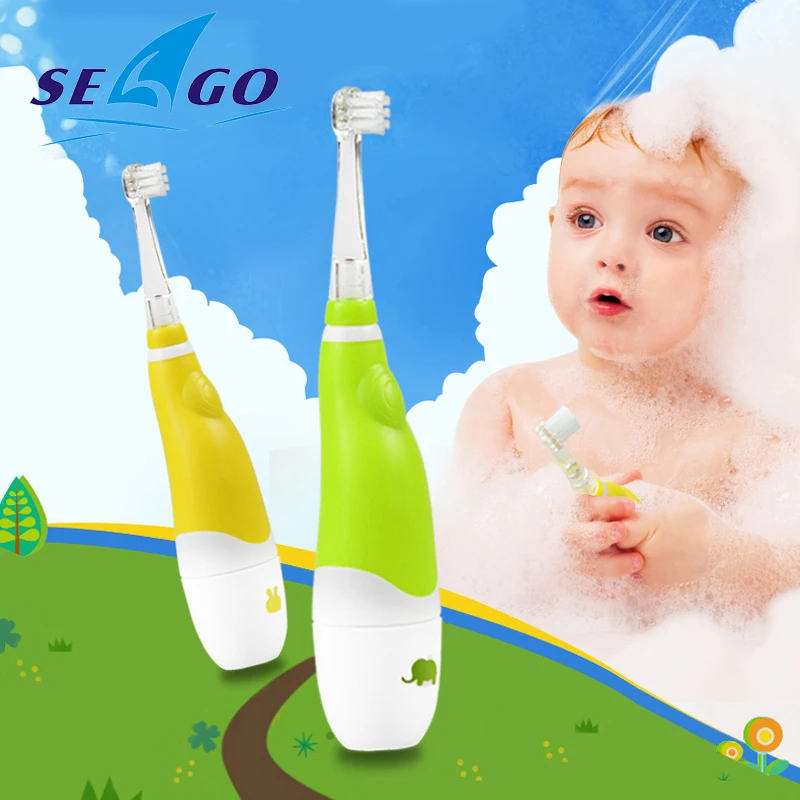 

Seago Kids Baby Sonic Electric Toothbrush Battery for 0-4 Ages Powered with Led Light Timer Replacement Brush Heads