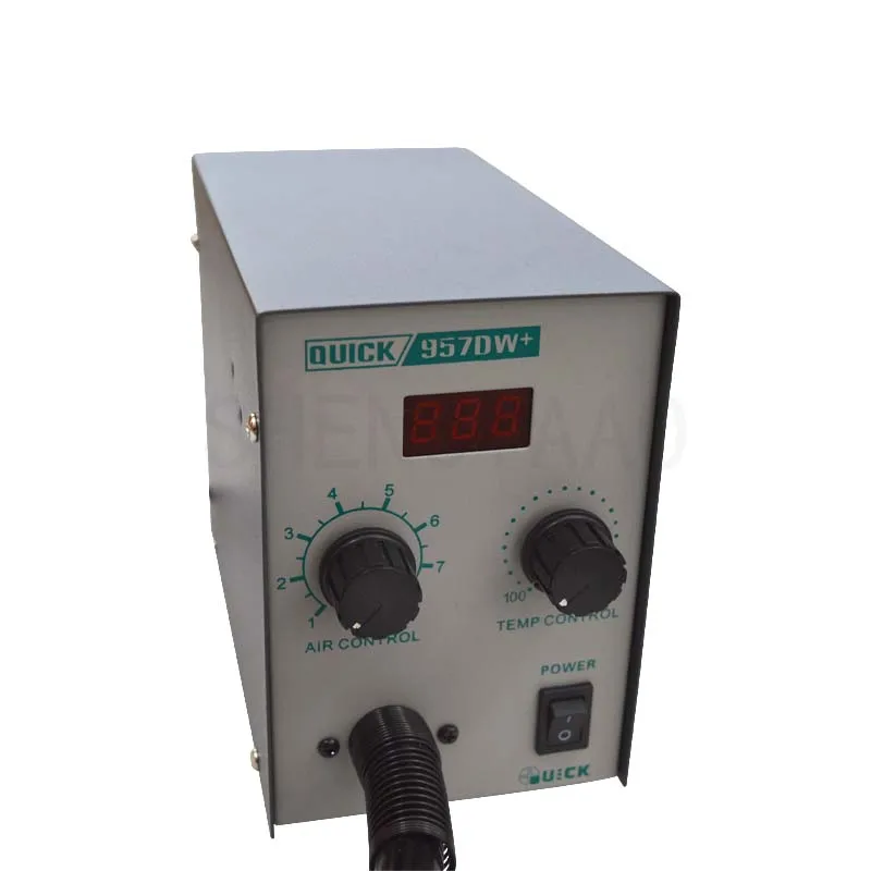 957DW + светодиодный дисплей Регулируемый тепловой фен с винтовым ветром 580 Вт SMD