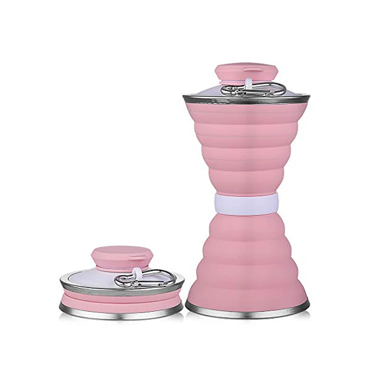 Pink Evilto, 500 мл, силиконовая складная бутылка для воды, Спортивная бутылка, для улицы, телескопическая, для путешествий, портативная, складная бутылка, чашка для кофе - Цвет: Pink