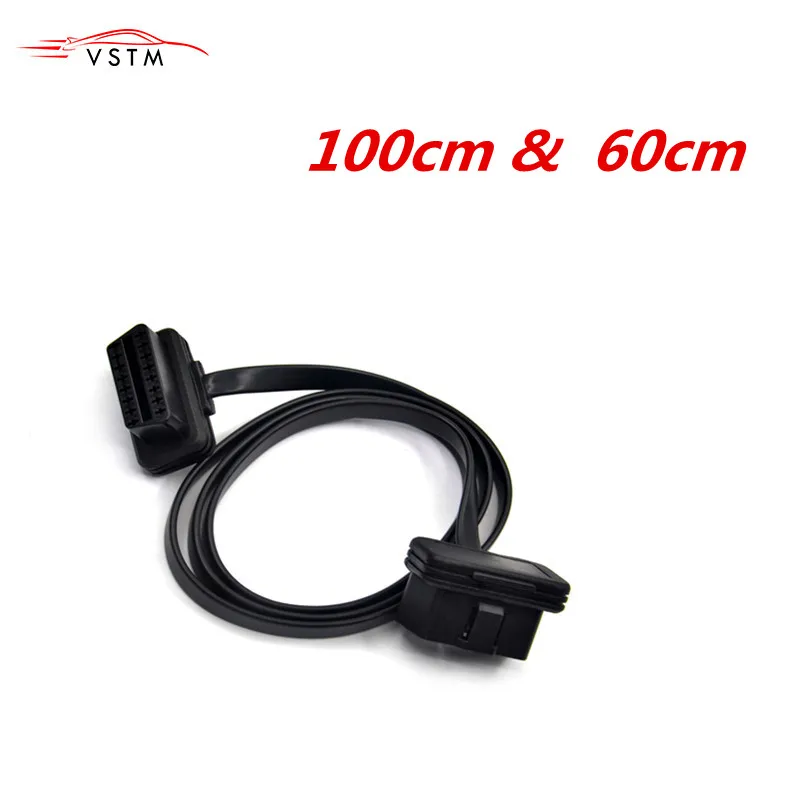 100 см 60 плоский тонкий As Noodle OBD2 OBDII OBD 16Pin ELM327 кабель удлинитель диагностический
