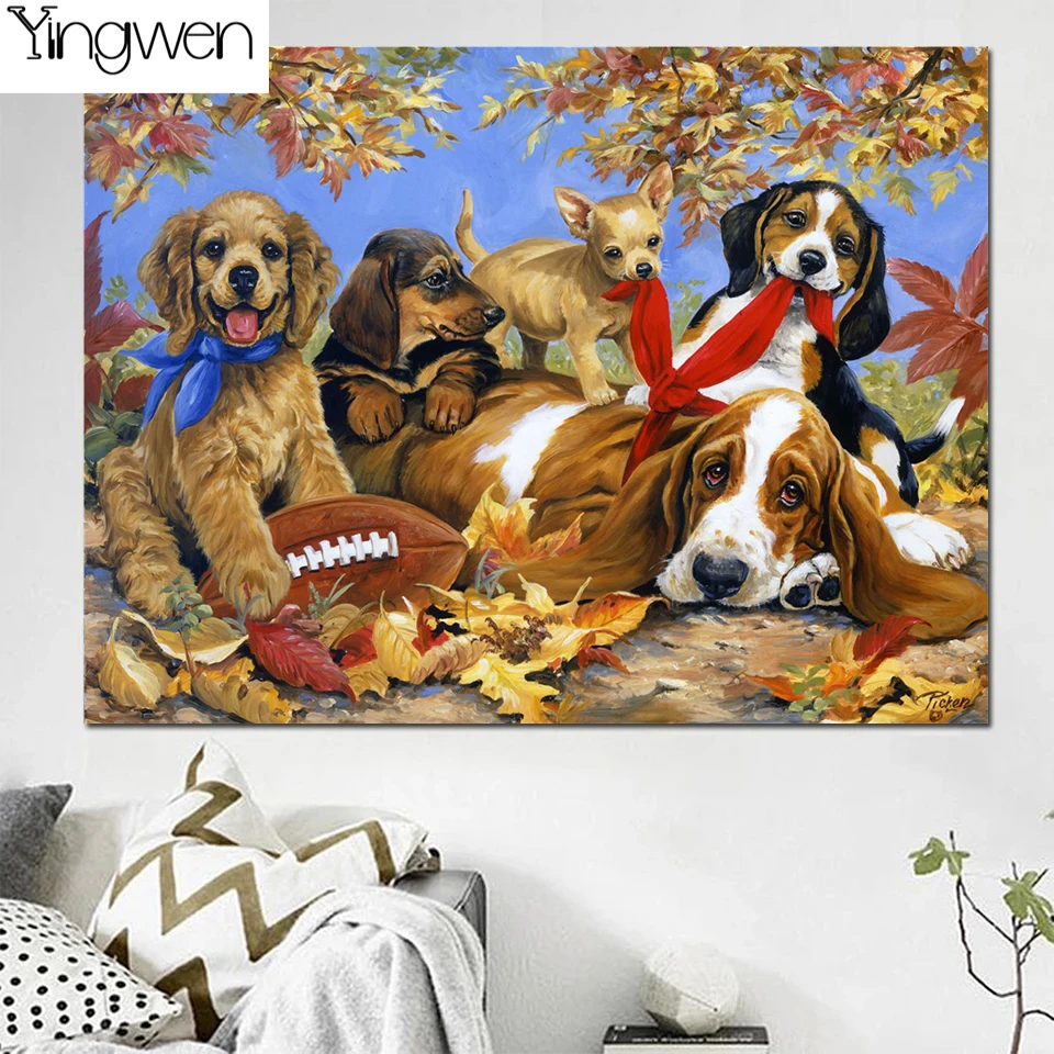 

5D Diy Diamond Painting Cartoon Cute Dog Full Diamond Embroidery Rhinestone Rugby Mosaics Autumn Home Decorations Cross Stitch
