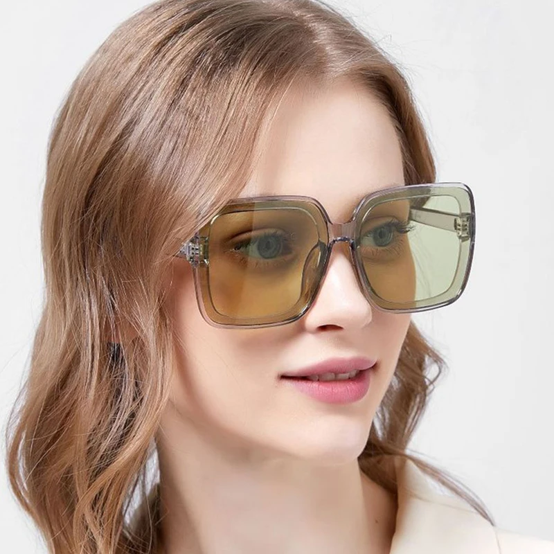 

Солнцезащитные очки YOOSKE в винтажном стиле для мужчин и женщин, брендовые дизайнерские прозрачные зеленые квадратные солнечные очки с больш...