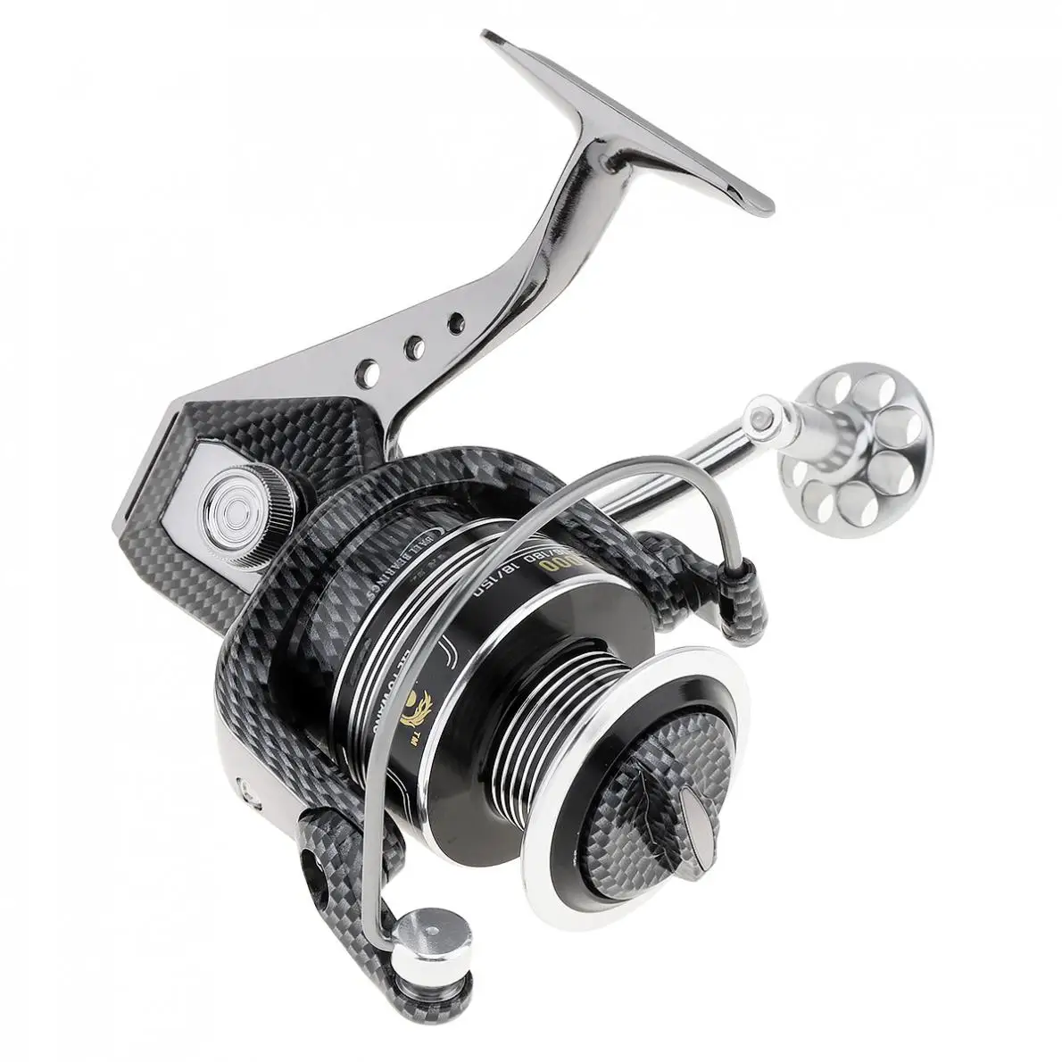 

Fishing Reels 5000 Series 12+1BB 5.5:1 Full Metal Spinning Fishing Reel Max Drag 15KG / 33LB Double Color Full Metal Line Cup