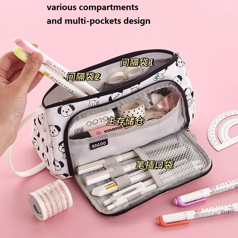 

2021 New Pencil Bag Cute Cartoon Pen Case Ruler Eraser Storage Kawaii School Supplies Big Capacity Stationery Pouch Holder Gift