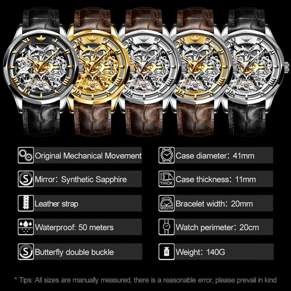 Часы наручные OUPINKE Мужские автоматические брендовые Роскошные Механические