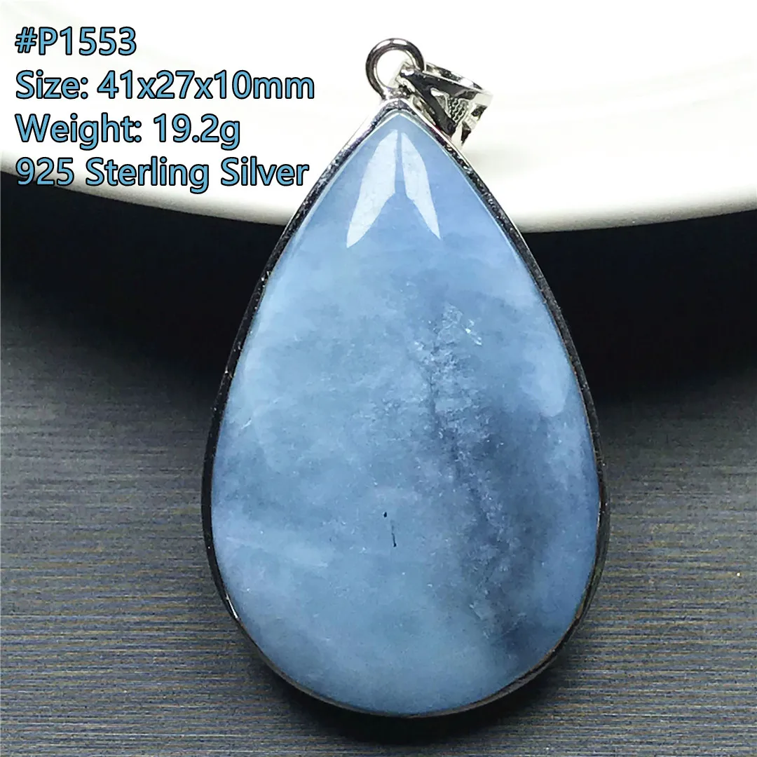 

Подвеска из серебра 925 пробы с натуральным синим океаном для женщин и мужчин, подарок, хрустальные бусины, камень, драгоценные камни, ювелирн...
