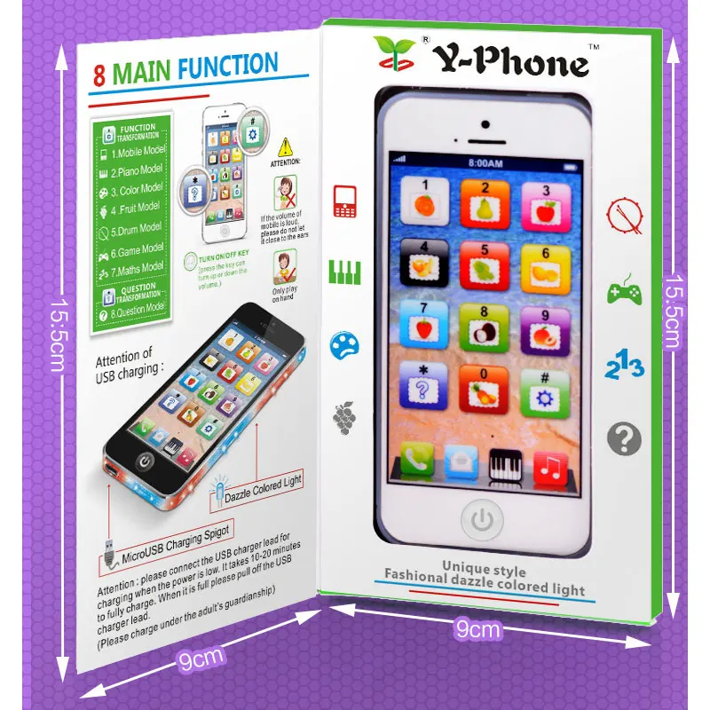 

boy girl mathematics Educational toys Cellphone with LED Baby Kid English Learning Mobile Phone Toy Chrismtas Gifts for Children